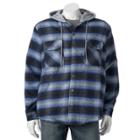 Victory Rugged Wear Plaid Flannel Hooded Shirt Jacket - Men, Size: Large, Blue