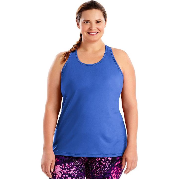 Plus Size Just My Size Racerback Tank, Women's, Size: 1xl, Med Blue