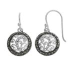 Silver Luxuries Marcasite & Crystal Filigree Circle Drop Earrings, Women's, Grey