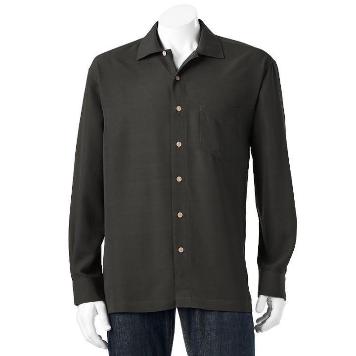 Big & Tall Batik Bay Solid Easy-care Casual Button-down Shirt, Men's, Size: L Tall, Black
