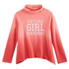 Girls 7-16 So&reg; Cowlneck Curved Hem Fleece-lined Graphic Top, Size: 16, Pink Other