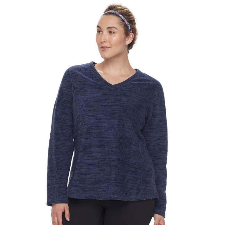Plus Size Tek Gear&reg; Microfleece V-neck Top, Women's, Size: 3xl, Dark Blue