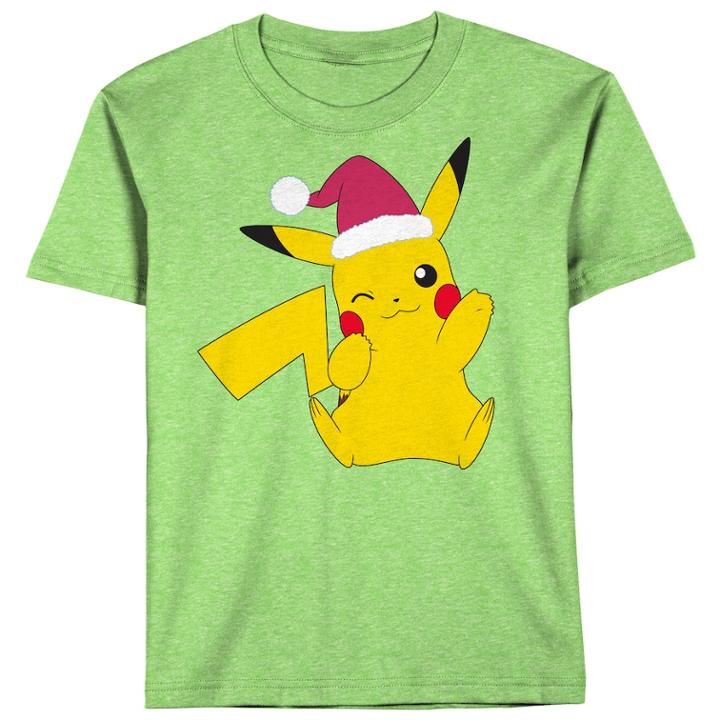 Boys 8-20 Pokemon Pikachu Santa Tee, Size: Large, Jasmine Snow