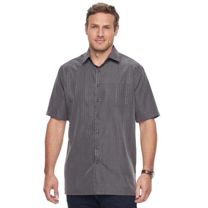 Big & Tall Croft & Barrow&reg; Signature Microfiber Button-down Shirt, Men's, Size: Xxl Tall, Grey (charcoal)