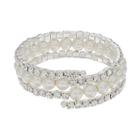 Simulated Pearl Multi Row Coil Bracelet, Women's, White Oth