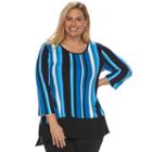Plus Size Croft & Barrow&reg; Mock-layer Scoopneck Tee, Women's, Size: 1xl, Blue