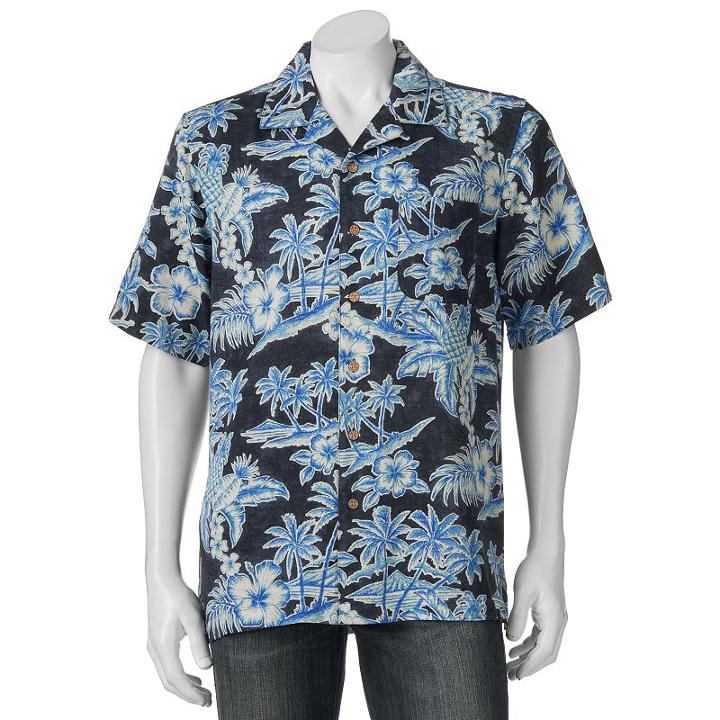 Men's Batik Bay Silk Blend Button-down Shirt, Size: Medium, Blue (navy)