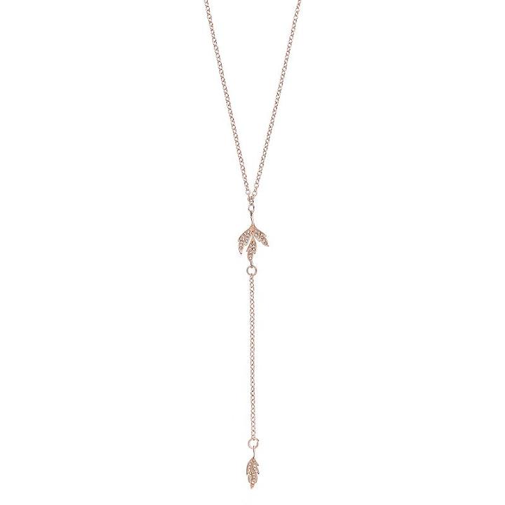 Lc Lauren Conrad Pave Leaf Y Necklace, Women's, Med Pink