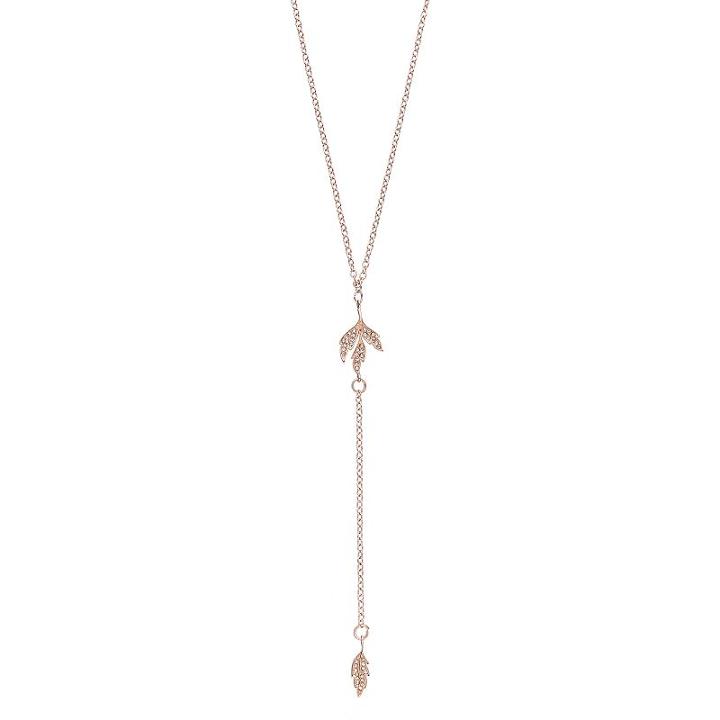 Lc Lauren Conrad Pave Leaf Y Necklace, Women's, Med Pink