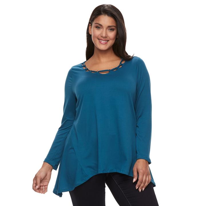 Plus Size French Laundry Embellished Top, Women's, Size: 1xl, Blue