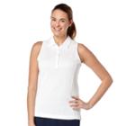 Women's Grand Slam Ruched Sleeveless Golf Polo, Size: Xl, White