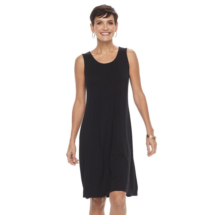 Women's Croft & Barrow&reg; Pintuck Swing Dress, Size: Small, Black