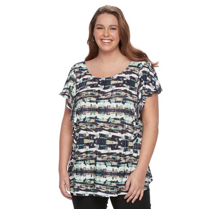 Plus Size Apt. 9&reg; Flutter Sleeve Crinkle Top, Women's, Size: 3xl, White Oth