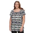 Plus Size Apt. 9&reg; Flutter Sleeve Crinkle Top, Women's, Size: 3xl, White Oth