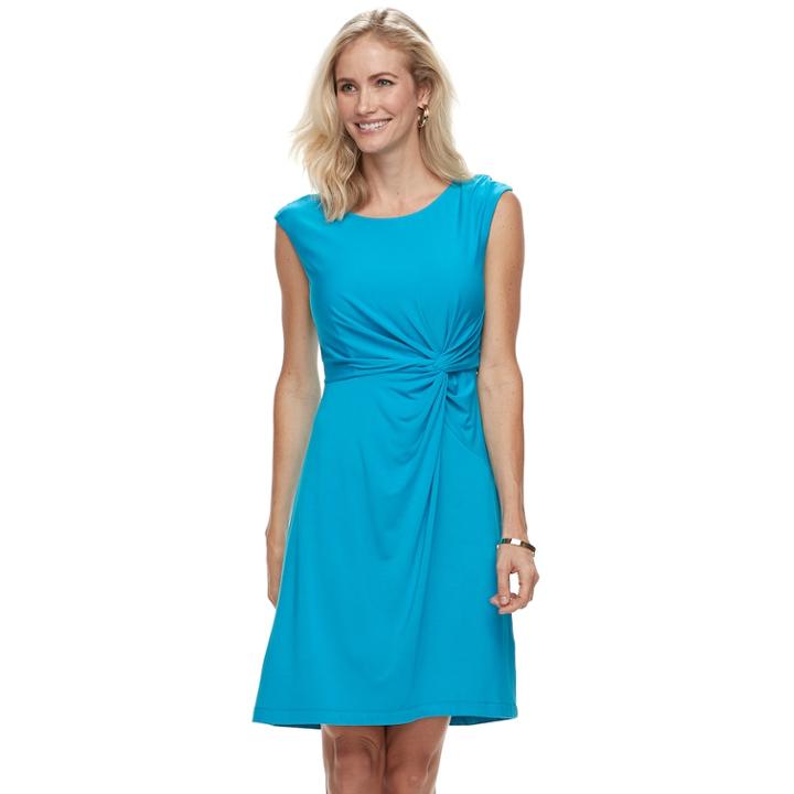 Women's Dana Buchman Twist Knot Fit & Flare Dress, Size: Small, Dark Blue