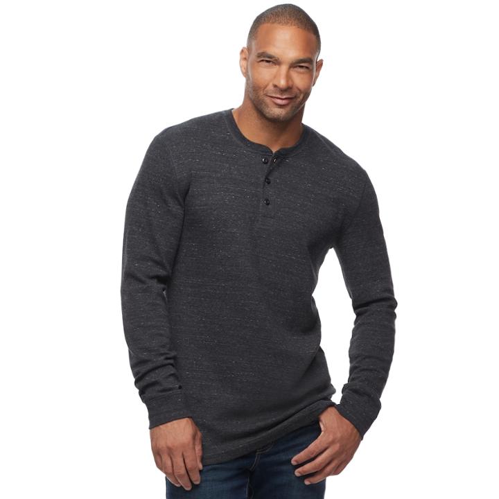 Big & Tall Sonoma Goods For Life&trade; Slim-fit Thermal Performance Henley, Men's, Size: Xl Tall, Black