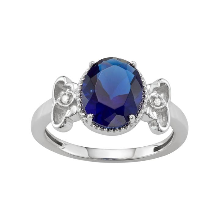Sterling Silver Lab-created Sapphire & Diamond Accent Ring, Women's, Size: 7, White
