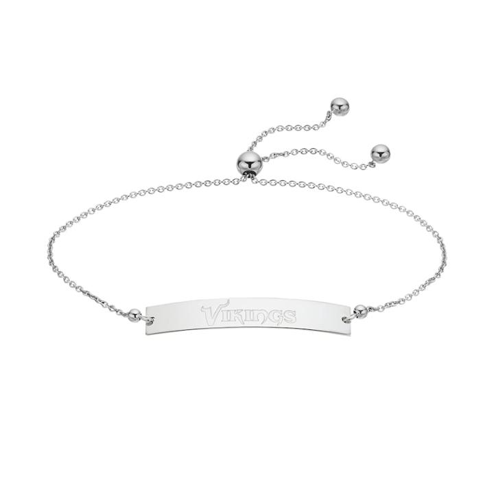Sterling Silver Minnesota Vikings Bolo Bar Bracelet, Women's, Size: 9, Grey