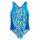 Girls 7-16 Speedo Tie-dye One-piece Swimsuit, Size: 12, Med Blue