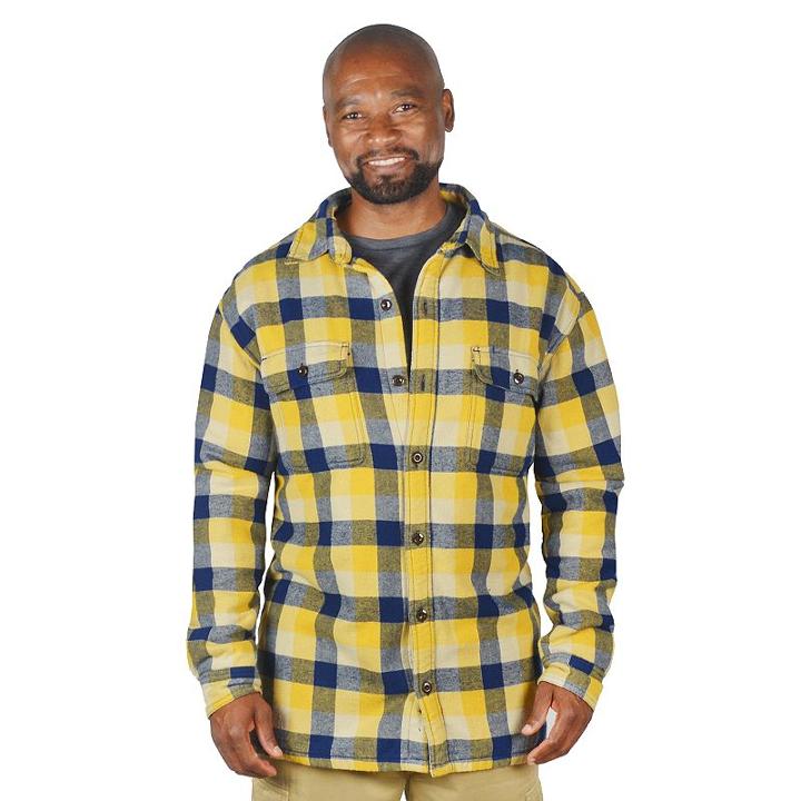 Men's Stanley Plaid Fleece-lined Flannel Shirt Jacket, Size: Medium, Yellow