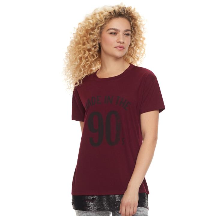 Madden Nyc Juniors' Sequin Hem Graphic Tee, Teens, Size: Large, Med Red