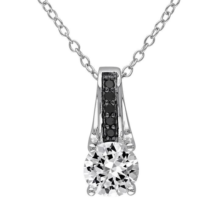 Lab-created White Sapphire & Black Diamond Accent Sterling Silver Pendant Necklace, Women's, Size: 18