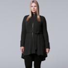 Plus Size Simply Vera Vera Wang Zip-up Coatigan, Women's, Size: 2xl, Dark Grey