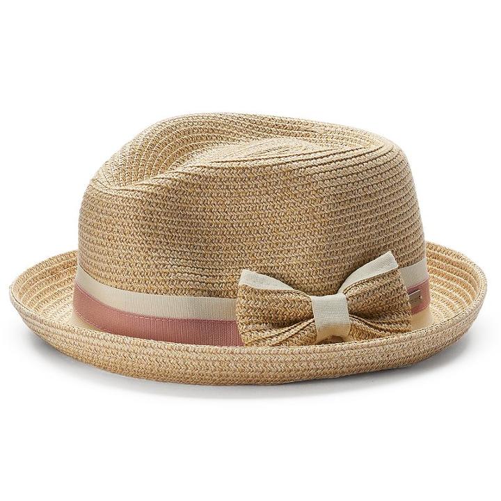 Betmar Joanne Striped Band Fedora, Women's, Beig/green (beig/khaki)