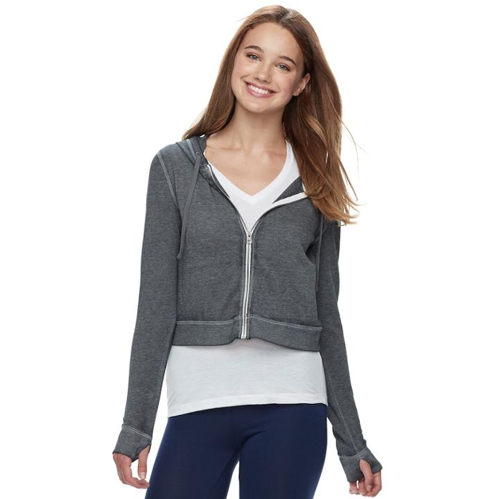 Juniors' So&reg; Cropped Hoodie, Teens, Size: Small, Dark Grey