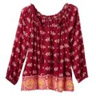 Girls 7-16 & Plus Size Mudd&reg; 3/4-length Cold Shoulder Peasant Top, Size: 16, Red