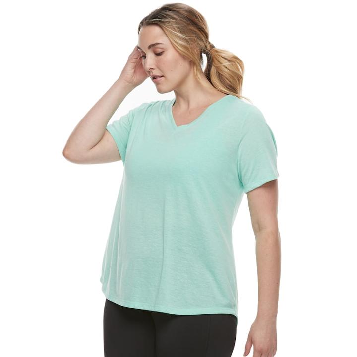 Plus Size Tek Gear Dry Tek Easy V-neck Tee, Women's, Size: 3xl, Med Green