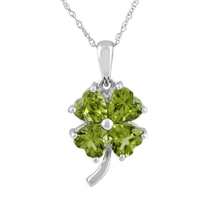 Sterling Silver Peridot Four-leaf Clover Pendant, Women's, Size: 18, Green