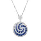 Sterling Silver Cubic Zirconia Swirl Disc Pendant Necklace, Women's, Size: 18, Blue