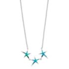 Sterling Silver Lab-created Blue Opal Starfish Necklace, Women's