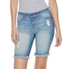 Women's Juicy Couture Flaunt It Ripped Bermuda Jean Shorts, Size: 6, Blue Other