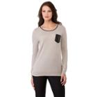 Women's Haggar High-low Slit Sweater, Size: Medium, Beige Oth