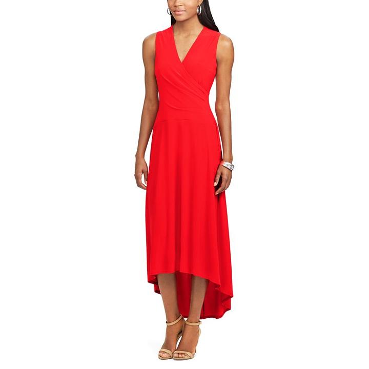 Women's Chaps Surplice Jersey Dress, Size: Xl, Red
