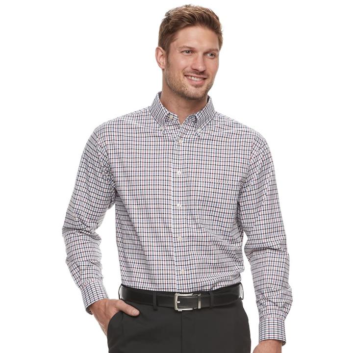 Men's Haggar Classic-fit Stretch Poplin Button-down Shirt, Size: Xl, Med Red