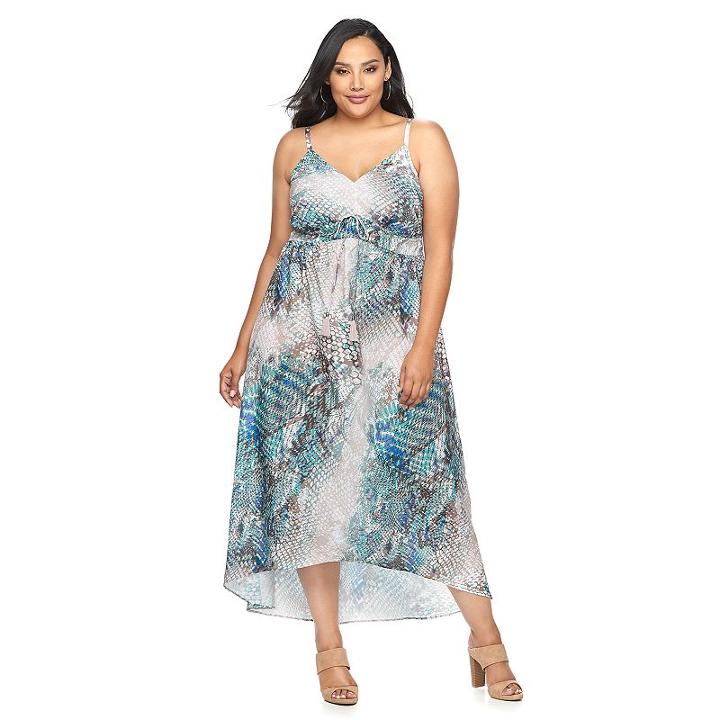 Plus Size Jennifer Lopez Printed Empire Maxi Dress, Women's, Size: 3xl, Med Purple