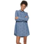 Disney's Mickey Mouse 90th Anniversary Juniors' Chambray Shirtdress, Teens, Size: Xs, Dark Blue