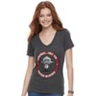 Juniors' Mighty Fine Prevent Wildfires Graphic V-neck Tee, Teens, Size: Large, Grey