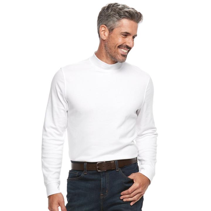 Men's Croft & Barrow&reg; Classic-fit Stretch Mockneck Pullover, Size: Medium, White