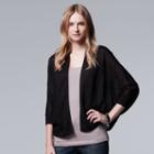 Women's Simply Vera Vera Wang Pointelle Cardigan, Size: L-xl, Black