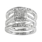 Princess-cut Diamond Square Engagement Ring Set In 10k White Gold (1 Ct. T.w.), Women's, Size: 8