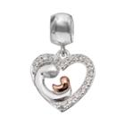 Individuality Beads Cubic Zirconia Sterling Silver & 14k Rose Gold Over Silver Motherly Love Charm, Women's, White