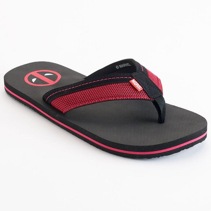 Marvel, Men's Deadpool Flip-flops, Size: Medium, Black