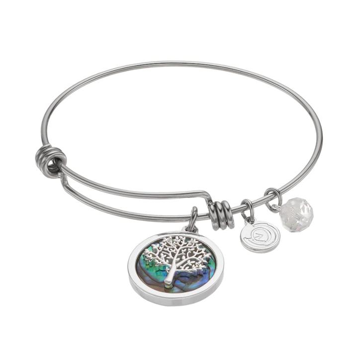 Love This Life Abalone Family Tree Charm Bangle Bracelet, Women's, White