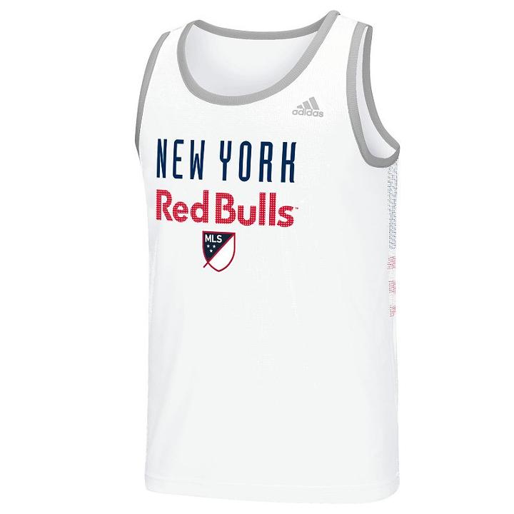 Men's Adidas New York Red Bulls Finish Fan Wear Tank Top, Size: Small, White