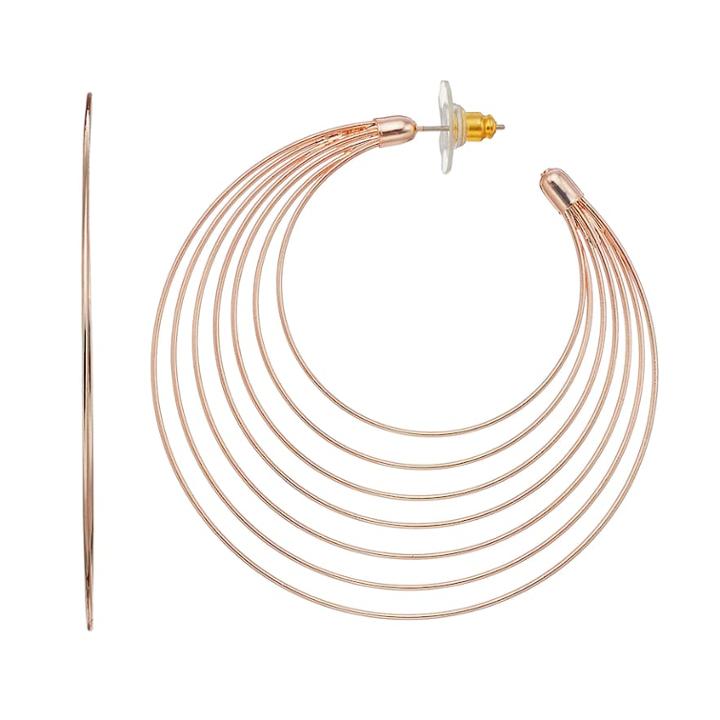 Concentric Nickel Free Hoop Earrings, Women's, Pink
