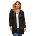 Plus Size Croft & Barrow&reg; Pointelle Open-front Cardigan, Women's, Size: 1xl, Black